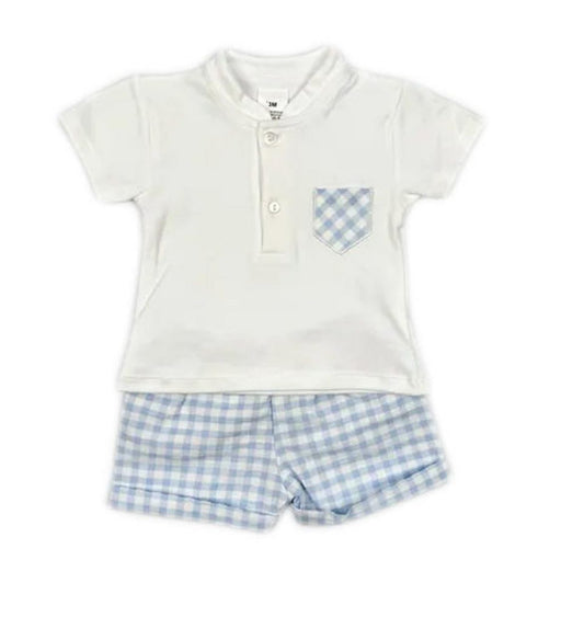 Blue Gingham Short Set