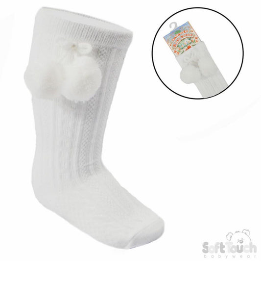 White Pom Pom Socks